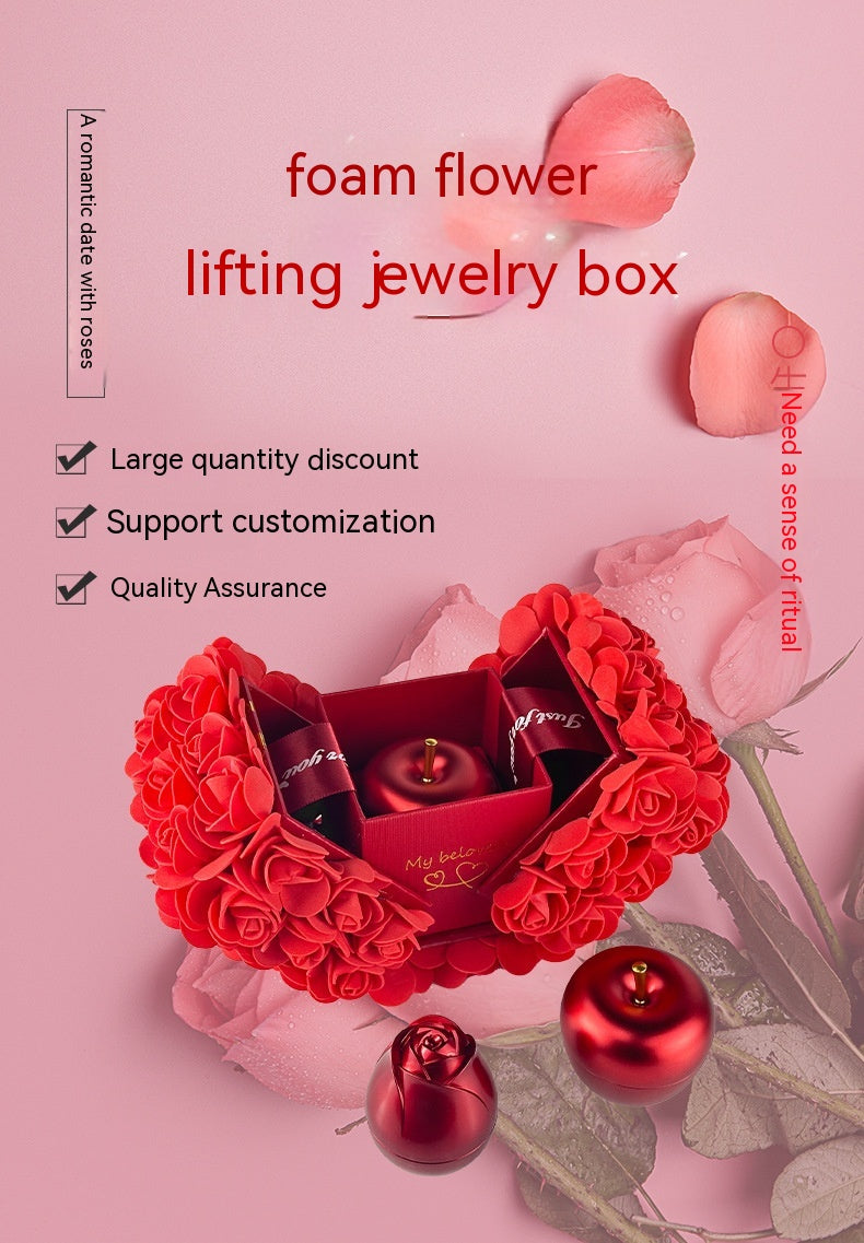 Valentine’s Day Gift Box for Girlfriend – Soap Rose, Eternal Flower Jewelry Box & Crystal Pendant Necklace Set